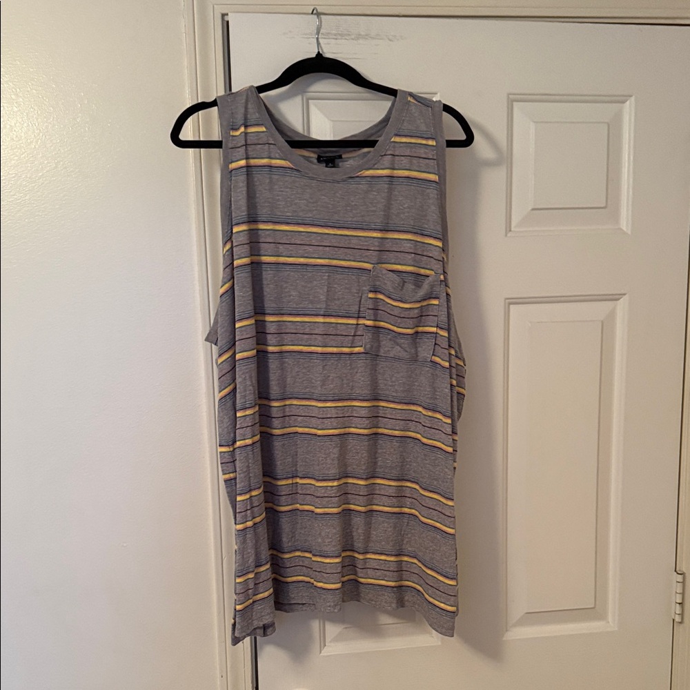 Gray Striped Sleeveless Top